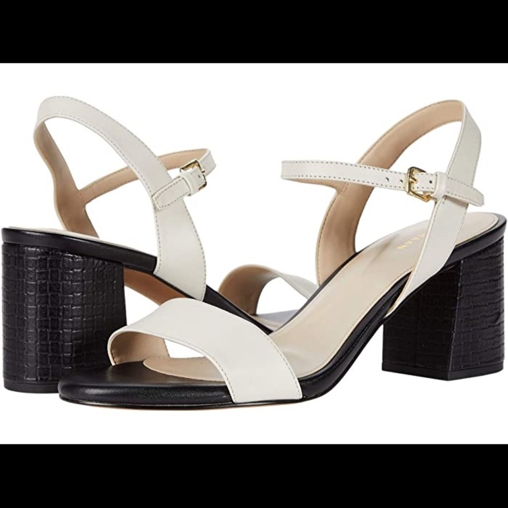 Cole Haan Josie Leather Block Heel Open Toe Sandal